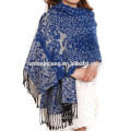 Custom Design Women's Long Thick Tassel Fashion Floral Cotton Shawl Pashmina